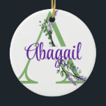 Adorno De Cerámica Letra alfabética A, acuarela Lavender Eucalyptus<br><div class="desc">Un diseño romántico y elegante con letra de alfabeto monogramado enmarcado por eucalipto y lavanda y libélula pintada en acuarelas. Para empezar a cambiar el nombre, haga clic en "Personalizar esta plantilla" y edite la redacción en los cuadros de plantilla. Para acceder a las herramientas de edición más avanzadas, desplácese...</div>