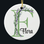 Adorno De Cerámica Letra alfabética F, acuarela Lavender botánico<br><div class="desc">Un diseño romántico y elegante con letra de alfabeto monogramado "F" enmarcada por eucalipto y lavanda y libélula pintada en acuarelas. Para empezar a cambiar el nombre, haga clic en "Personalizar esta plantilla" y edite la redacción en los cuadros de plantilla. Para acceder a las herramientas de edición más avanzadas,...</div>