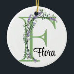 Adorno De Cerámica Letra alfabética F, acuarela Lavender botánico<br><div class="desc">Un diseño romántico y elegante con letra de alfabeto monogramado "F" enmarcada por eucalipto y lavanda y libélula pintada en acuarelas. Para empezar a cambiar el nombre, haga clic en "Personalizar esta plantilla" y edite la redacción en los cuadros de plantilla. Para acceder a las herramientas de edición más avanzadas,...</div>