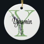 Adorno De Cerámica Letra alfabética Y, acuarela botánica Lavender<br><div class="desc">Un diseño romántico y elegante con letra de alfabeto monogramado "Y" enmarcada por eucalipto y lavanda y libélula pintada en acuarelas. Para empezar a cambiar el nombre, haga clic en "Personalizar esta plantilla" y edite la redacción en los cuadros de plantilla. Para acceder a las herramientas de edición más avanzadas,...</div>