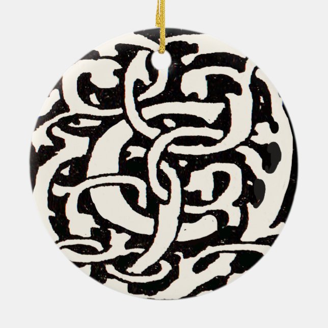 Adorno De Cerámica Letra Art Nouveau del Monograma C de la cosecha de (Atrás)