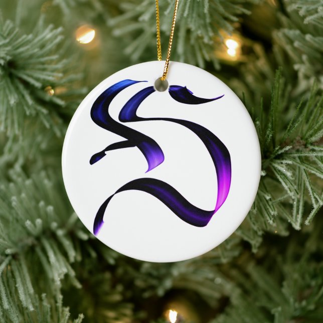 Adorno De Cerámica Letra artística elegante caligrafía monográfica "S (Árbol)