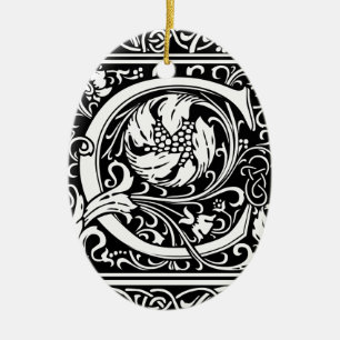 Adorno De Cerámica Letra C Monograma Arte Nouveau Medieval