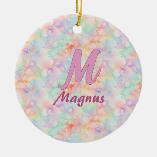 Adorno De Cerámica letra c monograma nombre pastel acuarela rosa azul