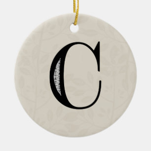 Adorno De Cerámica Letra C - negro del damasco