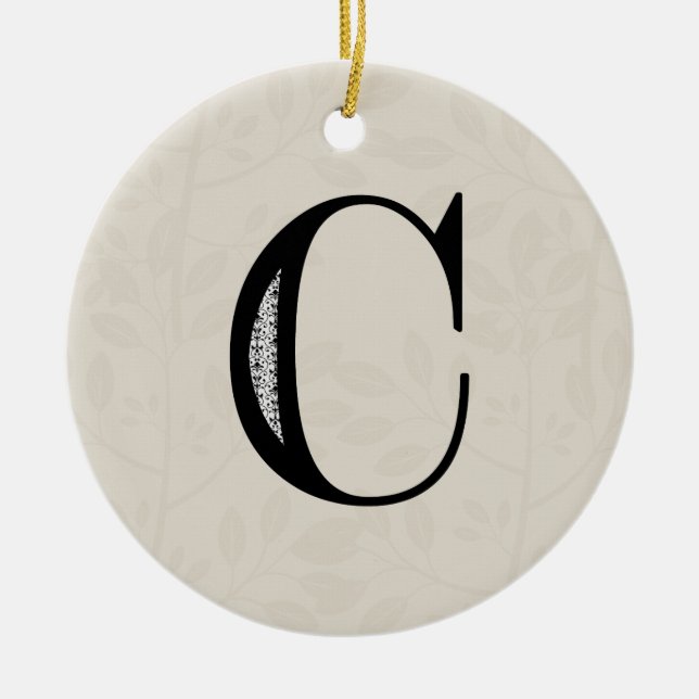 Adorno De Cerámica Letra C - negro del damasco (Frente)