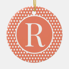 Adorno De Cerámica Letra clásica Naranja inicial Punto Polka