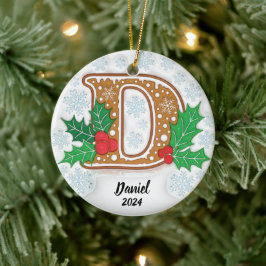 Adorno De Cerámica Letra D Navidad personalizada 