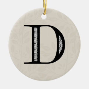 Adorno De Cerámica Letra D - negro del damasco