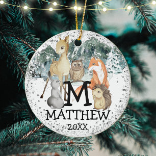 Adorno De Cerámica Letra de foto de niño de animales curados nombre i