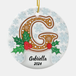 Adorno De Cerámica Letra G Nombre Personalizado Navidad