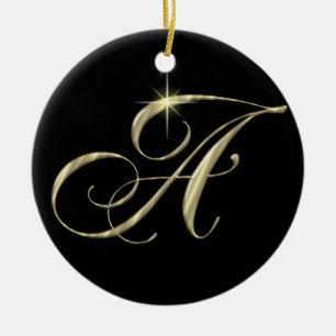 Adorno De Cerámica Letra Gold A Monograma extracción inicial del vent