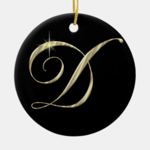 Adorno De Cerámica Letra Gold D Monograma inicial del ventilador del 