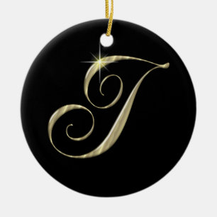 Adorno De Cerámica Letra Gold I Monograma inicial del ventilador del 