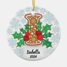 Adorno De Cerámica Letra I Nombre Personalizado Navidad 