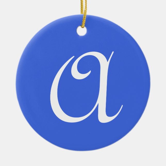 Adorno De Cerámica Letra inicial azul real | Elegante de moda (Frente)