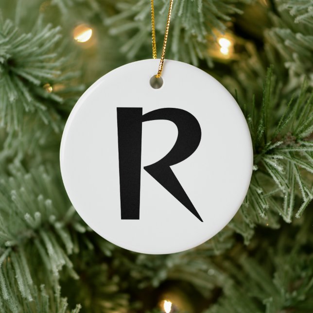 Adorno De Cerámica Letra inicial de alabastro monograma moderno elega (Árbol)