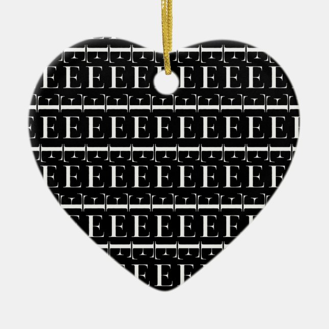 Adorno De Cerámica Letra inicial monograma E (Frente)