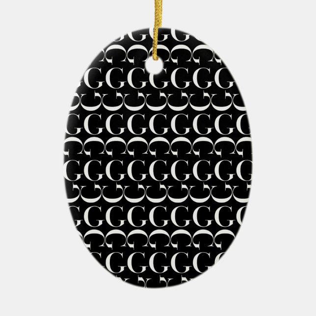 Adorno De Cerámica Letra inicial monograma G (Frente)