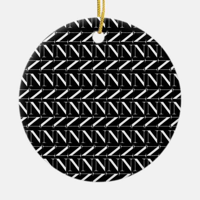 Adorno De Cerámica Letra inicial monograma N (Frente)