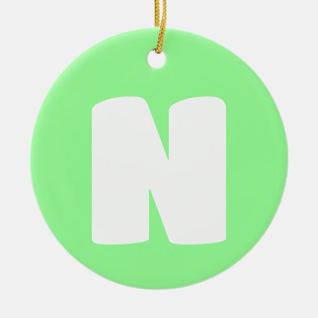Adorno De Cerámica Letra inicial | Neon Mint Trendy Modern (Frente)