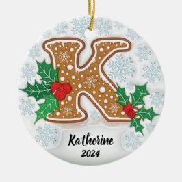 Adorno De Cerámica Letra K Navidad Nombre Personalizado