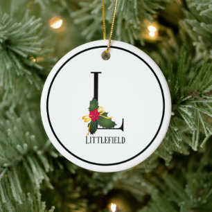 Adorno De Cerámica Letra monograma L Navidades personalizados