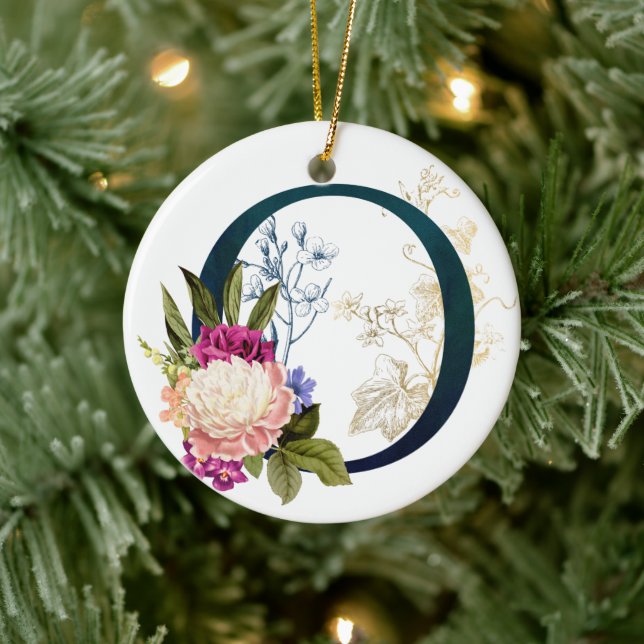 Adorno De Cerámica Letra o monograma floral brillante (Árbol)