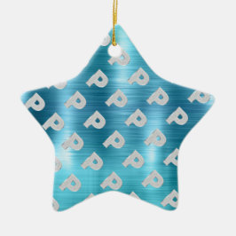 Adorno De Cerámica Letra plateada Aqua broche P