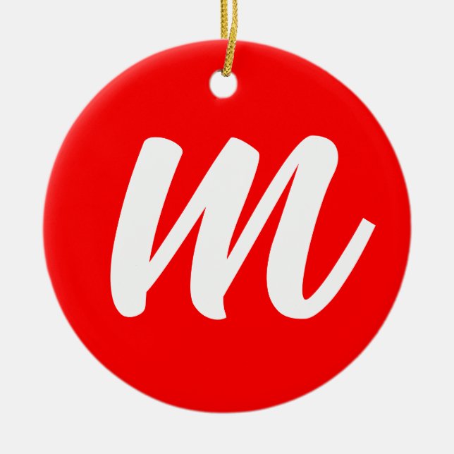 Adorno De Cerámica Letra roja blanca caligráfica monográfica carta in (Frente)