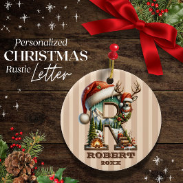 Adorno De Cerámica Letra rústica R Cosy Woodland Navidades Fecha