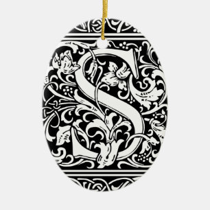 Adorno De Cerámica Letra S Monograma medieval Art Nouveau