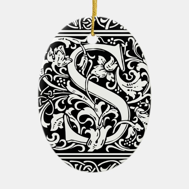 Adorno De Cerámica Letra S Monograma medieval Art Nouveau (Frente)
