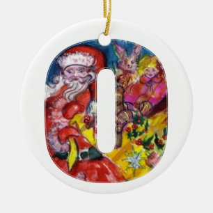 ADORNO DE CERÁMICA LETRA/SANTA DEL NAVIDAD O CON EL MONOGRAMA DE LOS