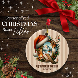 Adorno De Cerámica Letra vintage Q Personalizable de Navidades de Woo