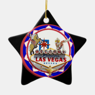 Adorno De Cerámica Letrero de bienvenida a Las Vegas Ficha de póquer 
