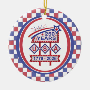 Adorno De Cerámica Letrero de marquesina del 250 aniversario Retro US