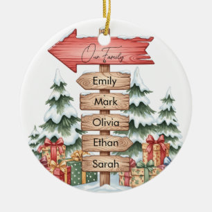 Adorno De Cerámica Letrero Personalizado de Nombre de Familia Navidad