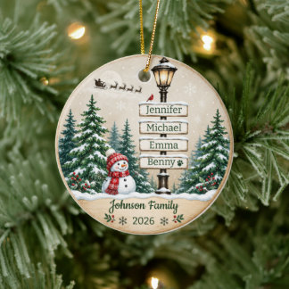 Adorno De Cerámica Letrero personalizado para árbol de Navidad famili