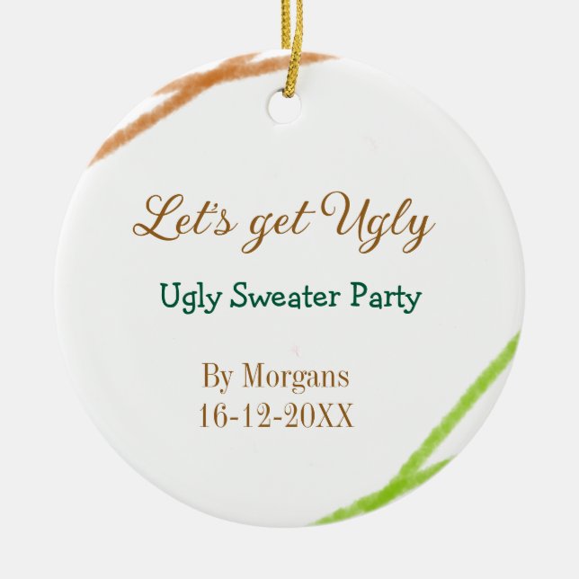 Adorno De Cerámica Let's get ugly Christmas ugly sweater Partyorange  (Frente)