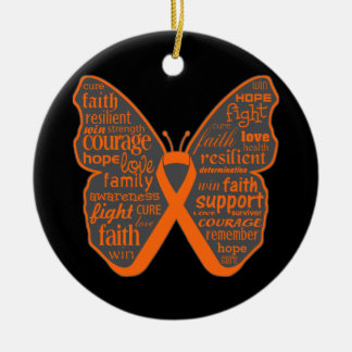 Adorno De Cerámica Leucemia Collage de palabras mariposa