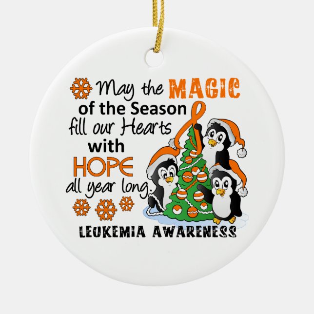 Adorno De Cerámica Leucemia de los pingüinos del navidad (Frente)