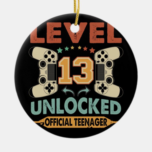 Adorno De Cerámica Level 13 Unlocked Official Teenager 13th Birthday (Frente)