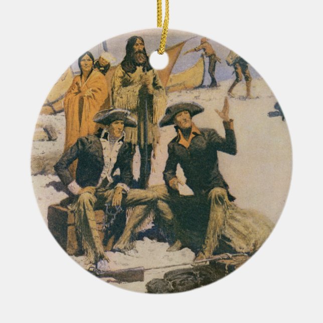 Adorno De Cerámica Lewis y Clark en el río Columbia (Frente)