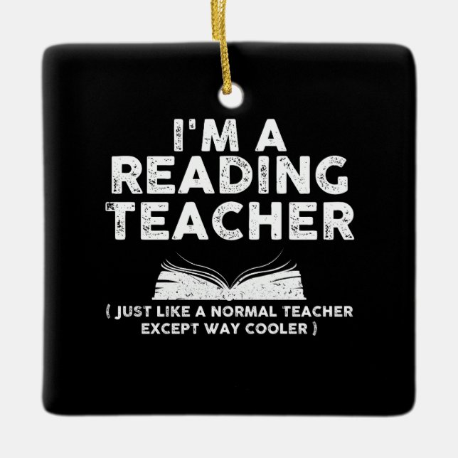 Adorno De Cerámica Leyendo profesor - Soy un profesor de lectura (Anverso)