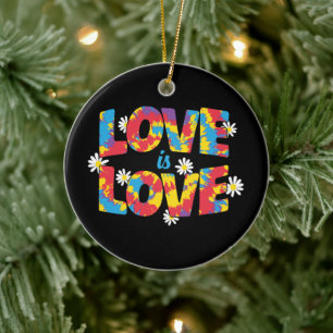 Adorno De Cerámica LGBTQ - El amor es amor - Color arcoiris