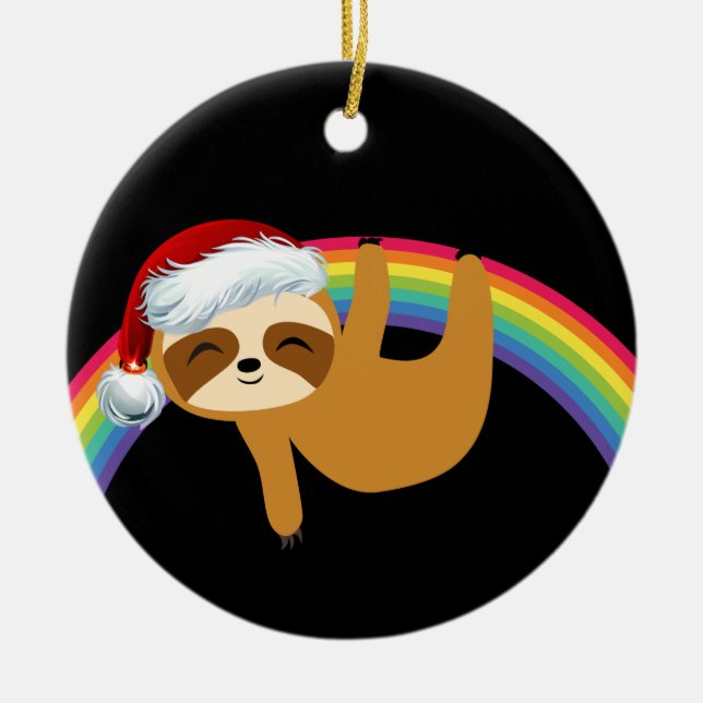 Adorno De Cerámica Lgbtq Navidades del Orgullo Sloth (Frente)