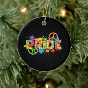 Adorno De Cerámica LGBTQ - Orgullo - Colores arcoiris pintan salpicad