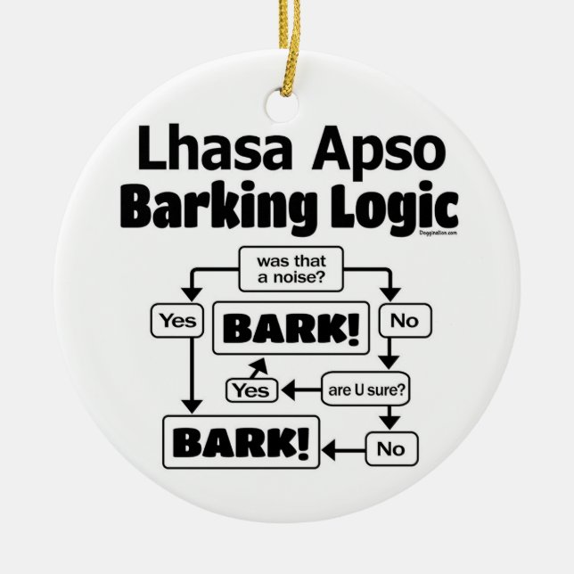 Adorno De Cerámica Lhasa Apso Barking Logic (Frente)