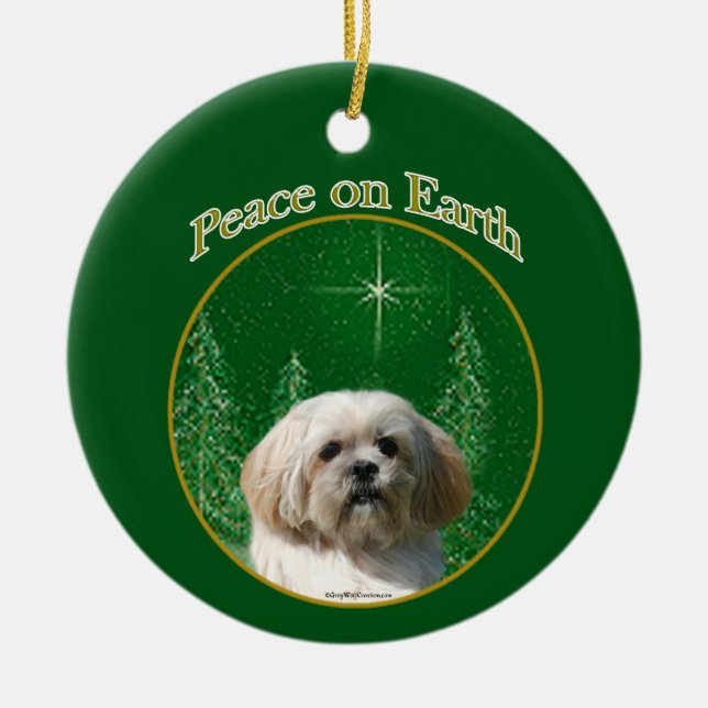 Adorno De Cerámica Lhasa Apso Peace (Frente)